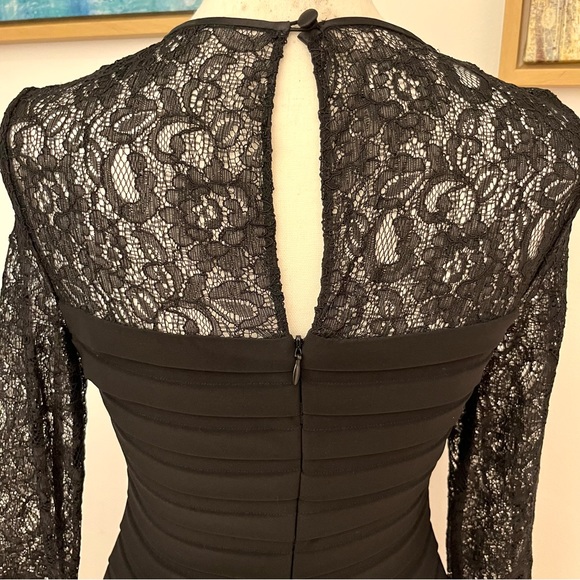 NWT ADRIANNA PAPELL Black Lace Banded Dress (Small) - Picture 5 of 6